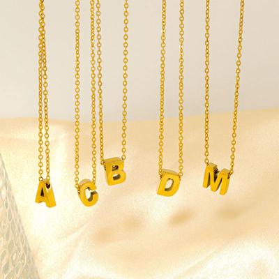 CARLIDANA Minimalist 26 Letter Alphabet Stainless Steel Pendant Necklace Gold Plated Colorfast a To Z Alphabet Fashion Necklace