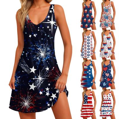 Kadın Casual Sundress Cepler Ile Yaz Boho Plaj Elbisesi Çiçek Bluzlar Kadın T-Shirt Elbise V Yaka Gevşek Tankı Elbiseler