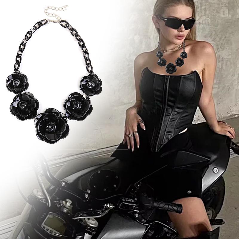

1 шт., уникальное акриловое ожерелье в стиле розы в стиле бохо, многоцветная форма цветка, элегантная мода, преувеличенный шик