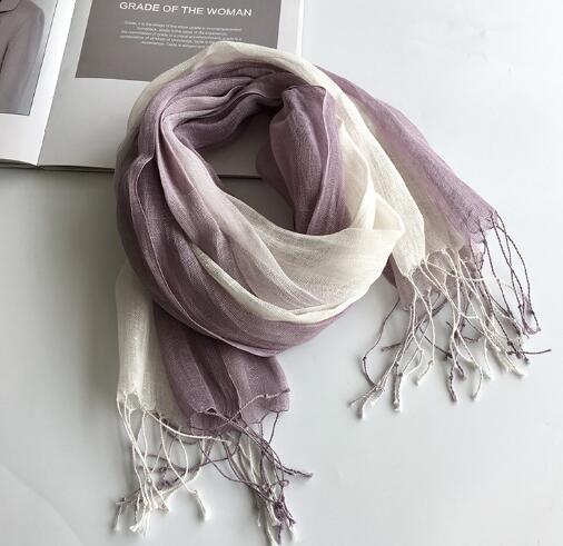 100% Linen Gradient Woman Spring Scarf Echarpe Muslim Hijab Foulard Shawls Tie Dye Scarves Women/Men Sjaal Scarfs for Ladies