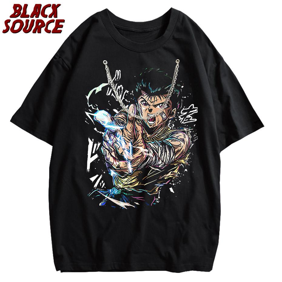 

Hip Hop Men Vintage TShirt Streetwear Japanese Anime Boy Graphic Washed T Shirt Men Harajuku Cotton Casual TShirt Summer Tops M