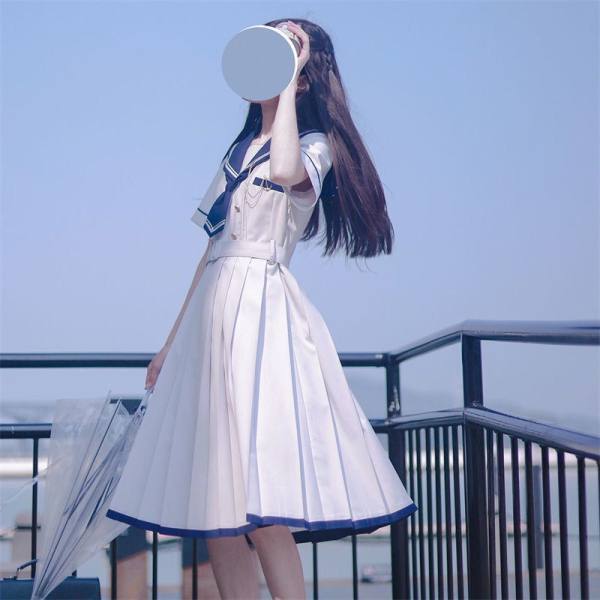 Summer Japanese Academic Style Sweet Women's Dress Sailor Collar Kawaii Vestidos Female Lolita Dresses Cute Women's JK