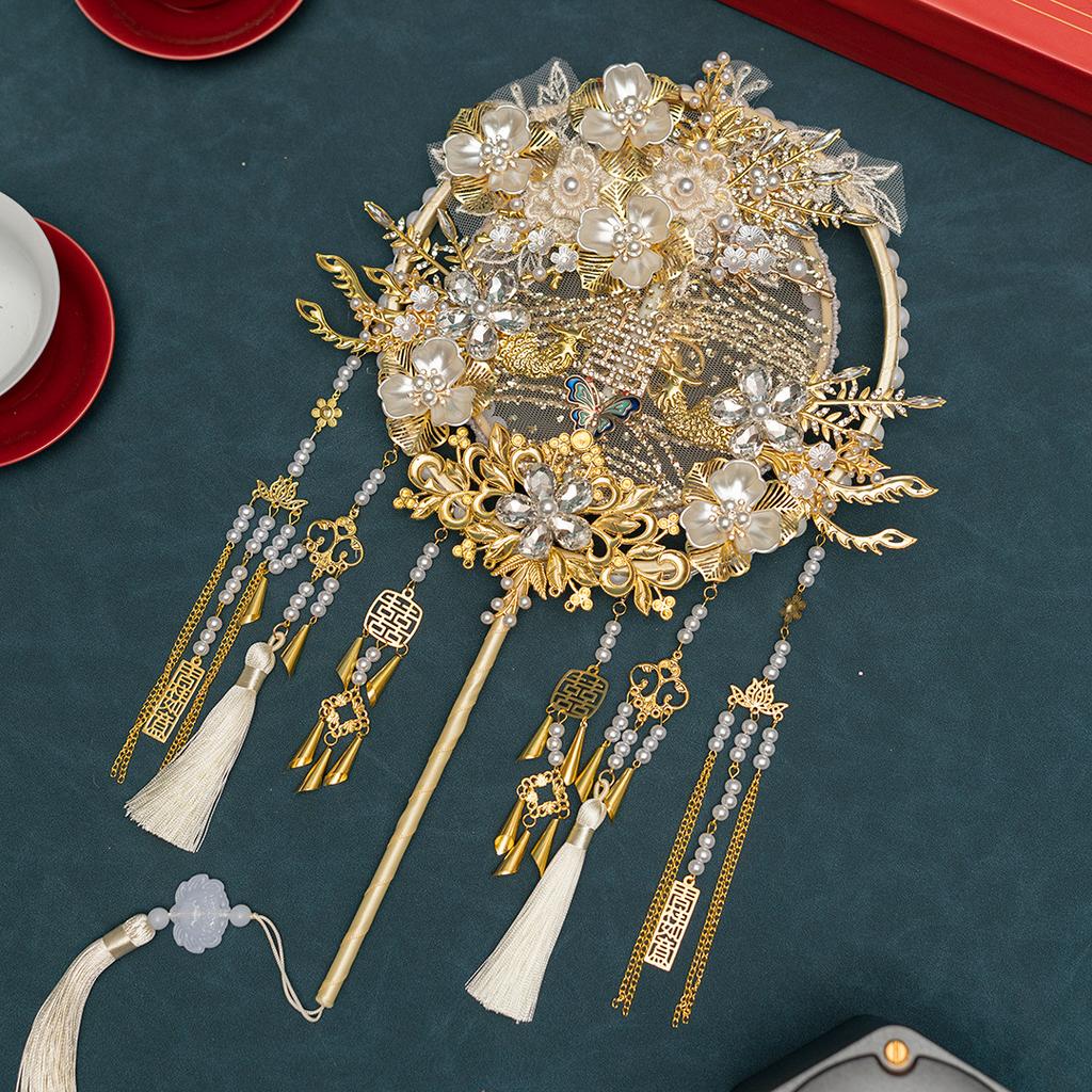 Dekorativer Fächer im chinesischen Stil für Brautgruppen Fächergeschenk für die beste Freundin Hochzeit und Materialpaket für fertigen Fächer Chinesischer Fächer