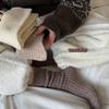 Solid-colored Versatile Wool Socks for Winter Warmth, Knitted Mid-calf Socks, Gentle Milk Tea Thickened Socks