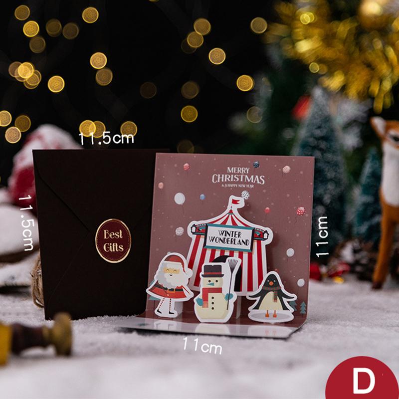 Merry Christmas Greeting Card With Envelope 3D Pop UP Santa Snowman Christmas Tree Friends Family Xmas Gifts Wishes Postcard