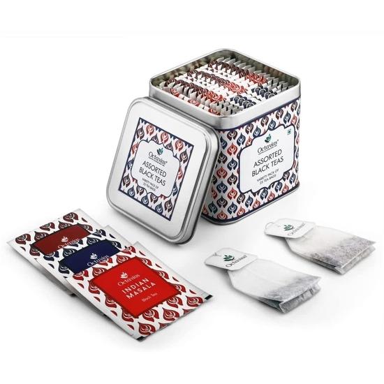 Octavius Assorted Black Tea – 25 Teebeutel | Tee-Geschenksets zum Valentinstag | 3 verschiedene Schwarztees | Indian Masala, Assam, Darjeeling
