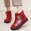 Botas altas bordadas: Sapatos de algodão quentes, antiderrapantes e com sola macia para idosos - estilo étnico, perfeitos para o inverno(Peça um tamanho acima)