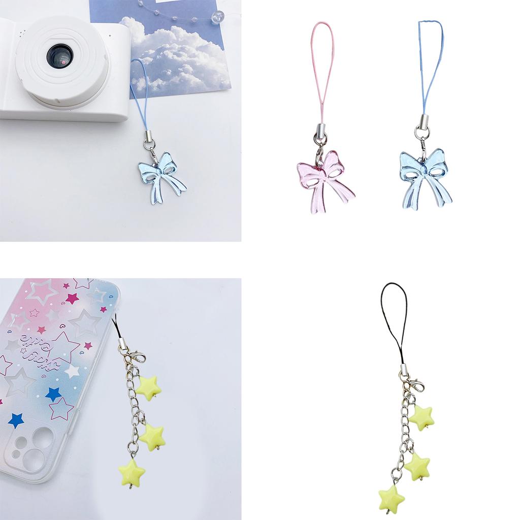 Eleganter Stern Kamera Anhänger Schicker Handy-Anhänger Schleife Handykette Harz und Legierung Material Geeignet für jeden Anlass
