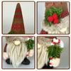 Christmas Plush Gnome Decoration Handmade Elf Dwarf Figurine with Knitted Hat Pine Branches Winter Stuffed Swedish Doll