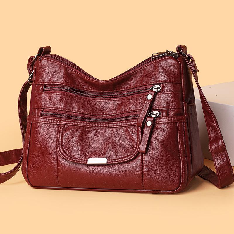 Umhängetasche Modisch und Schlicht Weiches Leder Gewaschen Retro Ein-Schulter Rucksack