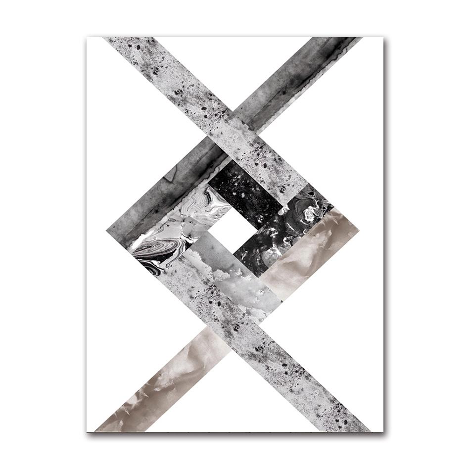 Living Room Decorative Painting Unframed Black And White Geometric Figure Nordic Style Posters Art Canvas Pictures For
