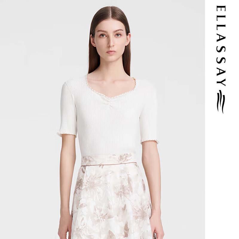 

ELLASSAY Элегантный облегающий трикотажный топ с квадратным вырезом S