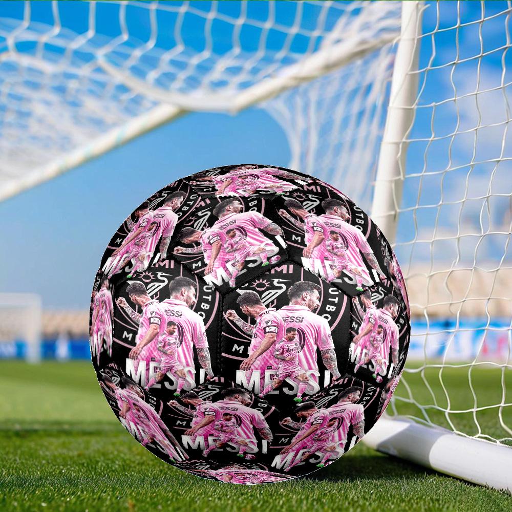 Messi's Pink Size 5 Soccer Balls, Anti-Slip, Protective Football, Outdoor Sport, Practice Games, Birthdays Gift Suitable for fan