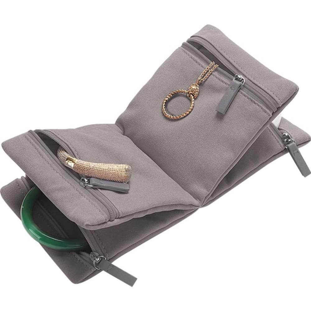 Foldable Travel Jewelry Storage Bag Multiple Compartments Clutch Bag Earrings Container  Travel