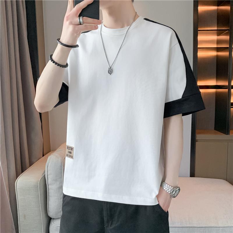 Men's Summer Short-sleeved T-shirt Round Neck Half-sleeved Bottoming Shirt Top Printed Large Size Men's Clothing