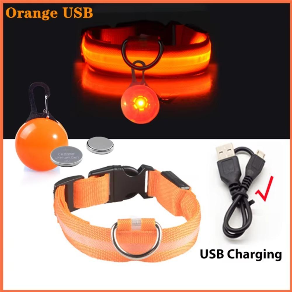 

USB Luminous Safety Collar With Flashing Pendant Loss Prevention LED Collar Night XS оранжевый
