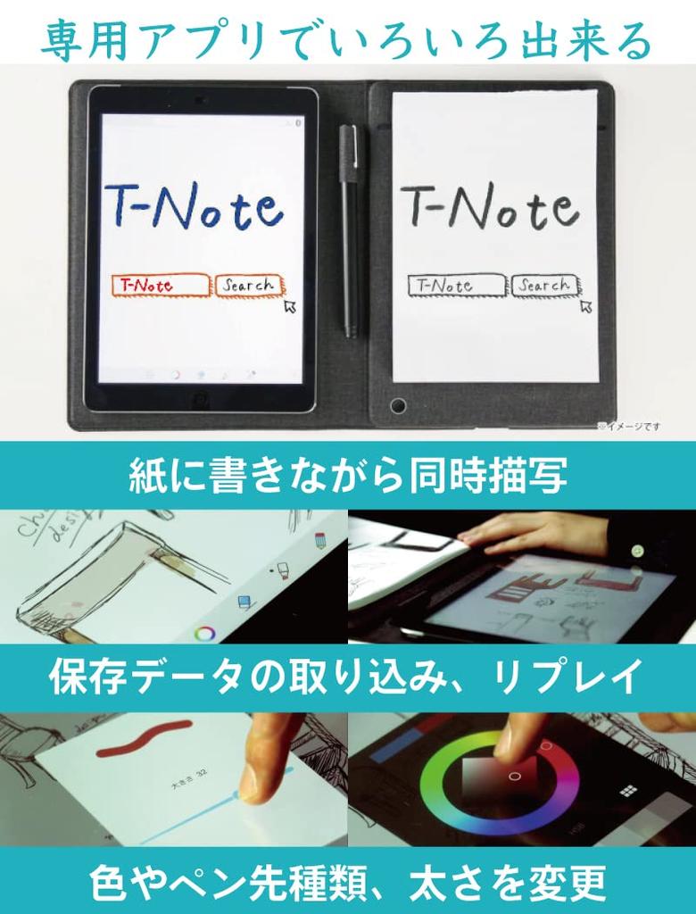 Tsubame Note Pen Tablet with and Syncing PC Bluetooth Wireless and Smartphone Tsubamememo A5 Set T-Note Save, Transfer, Functions, Connection,