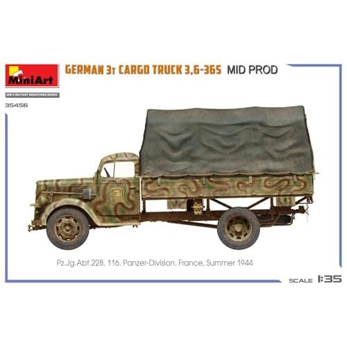Miniart 1/35 Scale German 3-ton Cargo Truck 3.6-36S Mid-Model Plastic Model MA35456 (Combat Vehicle)