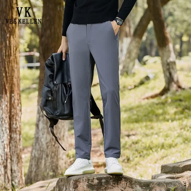 VEE KELLEN Men's Casual Straight-Leg Trousers