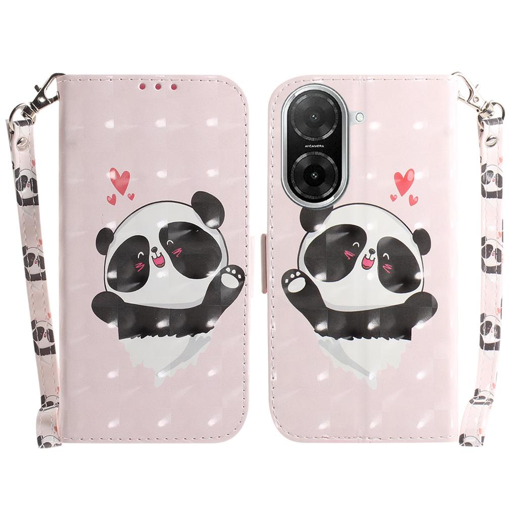 For Xiaomi Redmi A5 4G (171.7mm)/Poco C71 4G Case Pattern Printing Leather Wallet Phone Cover with Wrist Strap