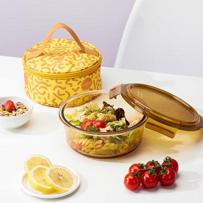 Amber Round Glass Food Storage Containers, 2-Piece Set