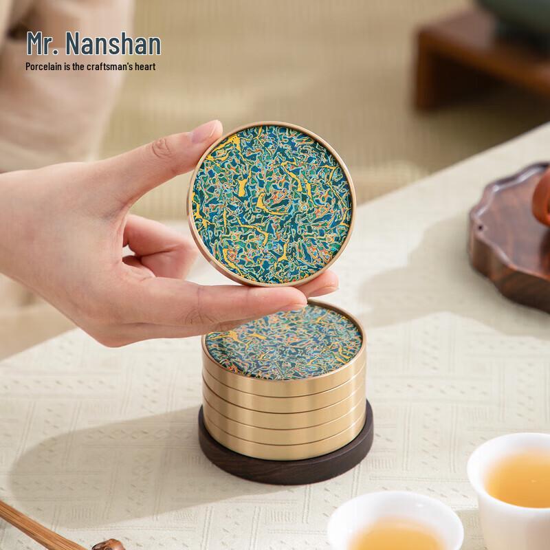 

Mr. Nanshan Chinese Style Ebony & Copper Wood Teacup Mat