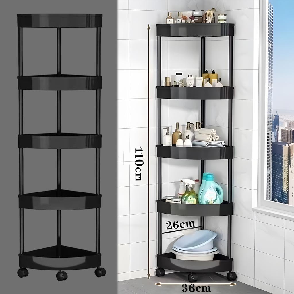 3/4/5 Layers Large Capacity Storage Rack with Wheels Movable Snacks Rack Trolley Holders Cart Shelf Kitchen Bathroom Organizer