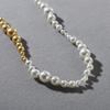 Strong Light Round Size Multi-Color Mixed Color Pearl Collarbone Chain Niche Copper Plated Platinum Magnetic Necklace