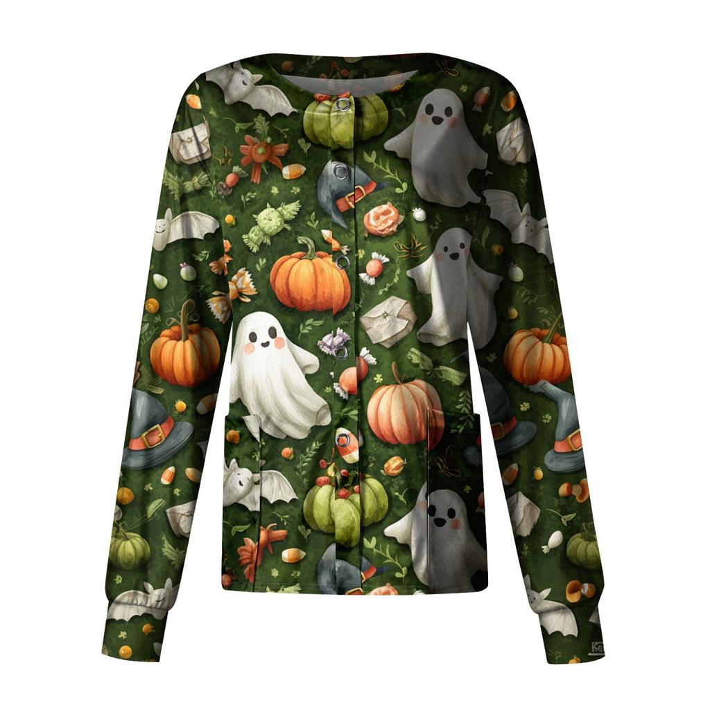Women's Casual Long Sleeve Single Breasted  Printed Dry-nurse Top