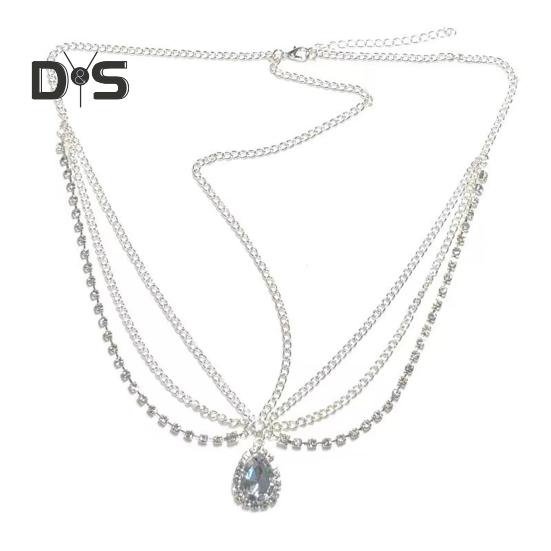 

Подвеска на лоб в виде капли воды, украшение, регулируемая окружность головы, цепочка на лоб, аксессуар для волос серебряный