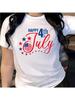 Wounisex's Patriotic An Flag Print Crew Neck T-Shirt - Happy 4th Of July Stars & Stripes Design, Short Sleeve, Independence Day