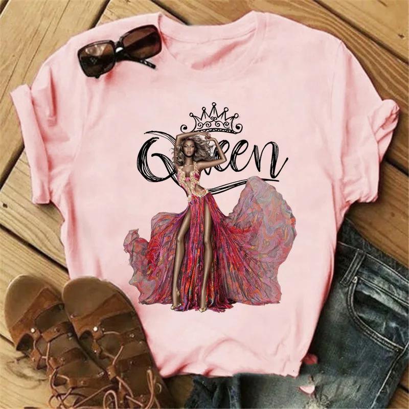 Pink Crown Queen Print Women T Shirt Short Sleeve O Neck Loose Women Tshirt Ladies Tee Shirt Tops Clothes Camisetas Mujer