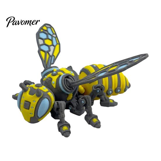 Robot Insect Decoration 3D Printed Mechanical Bee Figurine, Hornet Ornament with Movable Joints, Articulated Wasp Model Fidget Toy, for Home