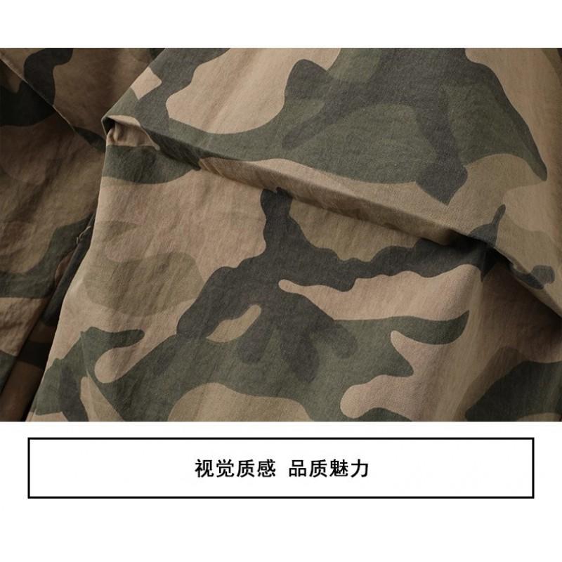 Womens Vintage Camo Cargo Pants High Waist Loose Wide Leg Casual Trousers