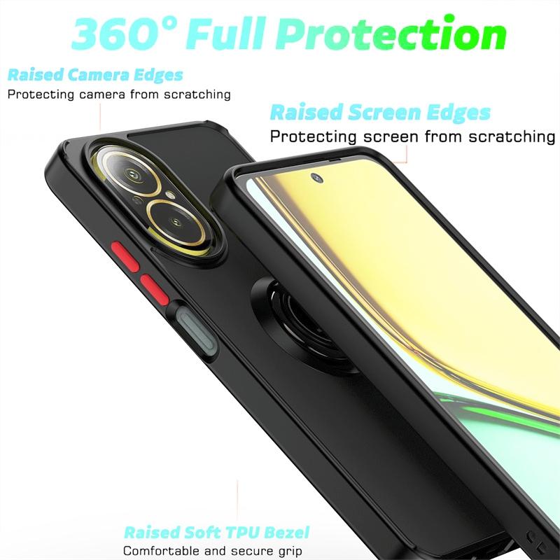 Armor Funda for Realme C67 4G Case Magnetic Metal Ring Stand Holder Cover for OPPO Realmi C67 C 67 RealmeC67 4G Matte Hard Coque