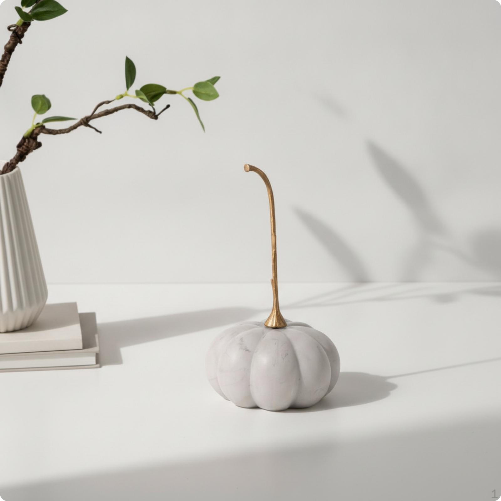 Pumpkin Ornament Abstract Sculpture Resin Ornaments for Living Room, Bookshelf, Entryway