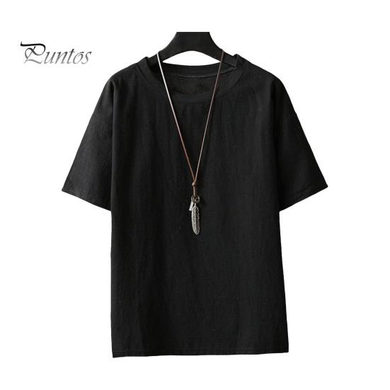 

Летний мужской топ с круглым вырезом, свободный однотонный тонкий пуловер с короткими рукавами, эластичный повседневный пуловер средней длины, повседневная спортивная футболка 2XL чёрный