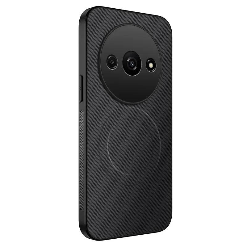Magnetic Silicone Case For Redmi A5 4G A4 5G A3x Wireless Charging Carbon Fiber PU Leather Anti-Drop Soft Cover Phone Cases