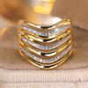 White Zircon Multilayer Small Stone Rings For Women Vintage Gold CopperColor Engagement Ring Wedding Jewelry Mother's Day Gifts