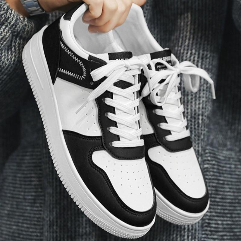 Men Low‑top White Skate Sneakers Casual Shoes for Male Students