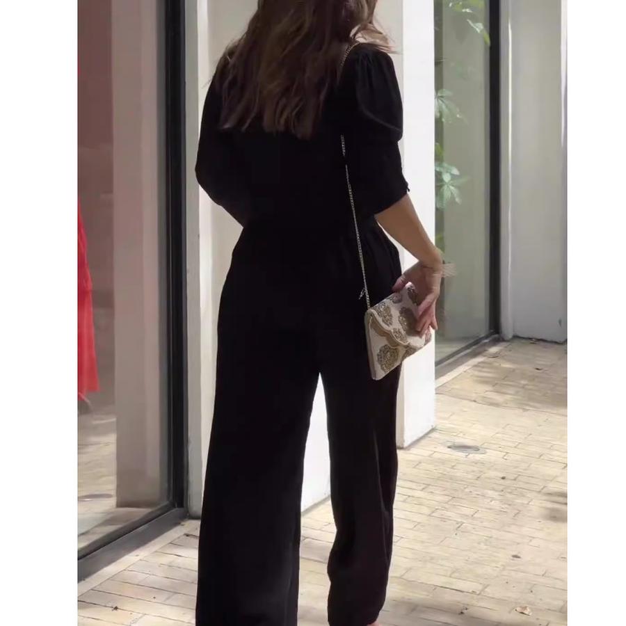 New Women's Suit Set, Fashionable and Elegant Short Sleeve Wide Leg Pants Women's Two Piece Outfit