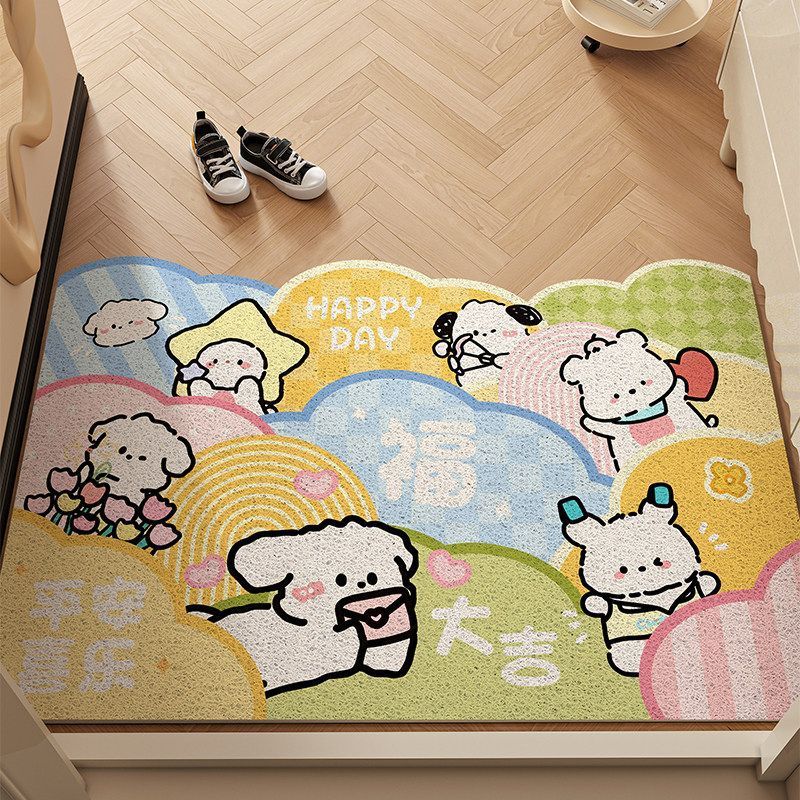 Cartoon Entry Silk Circle Floor Mat Cute Little New Entrance Door Porch Non-Slip Door Mat Can Be Cut Carpet
