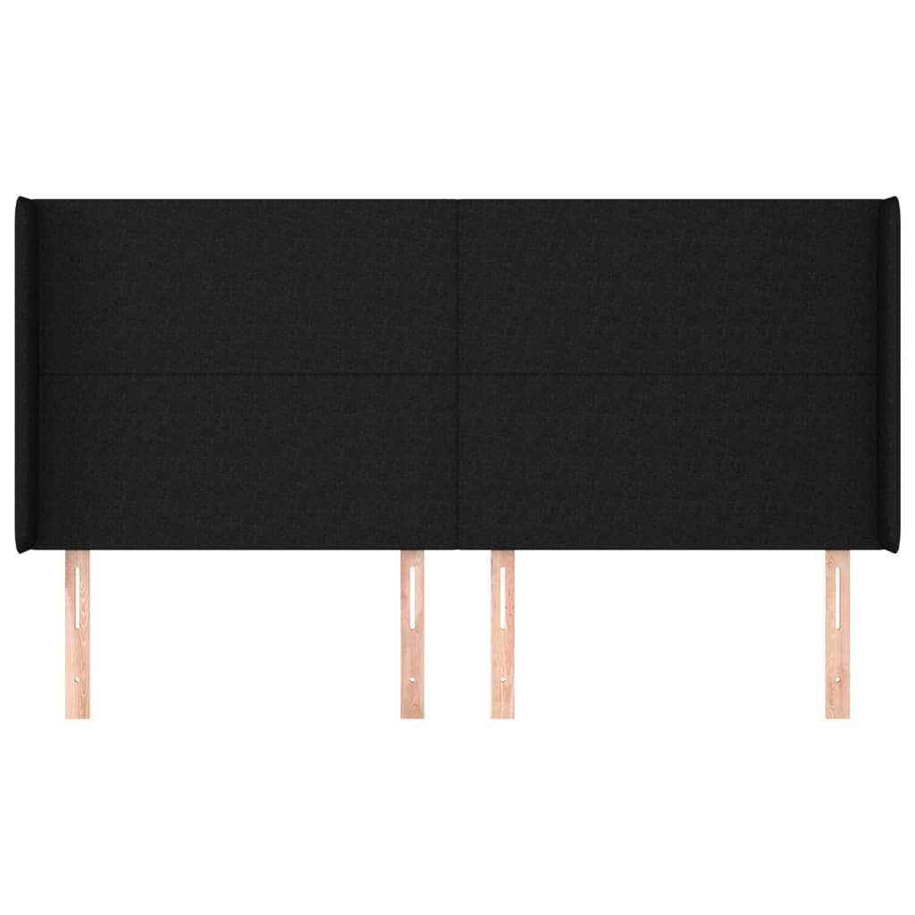 vidaXL Kopfteil mit Ohren Schwarz 203x16x118/128 cm Stoff