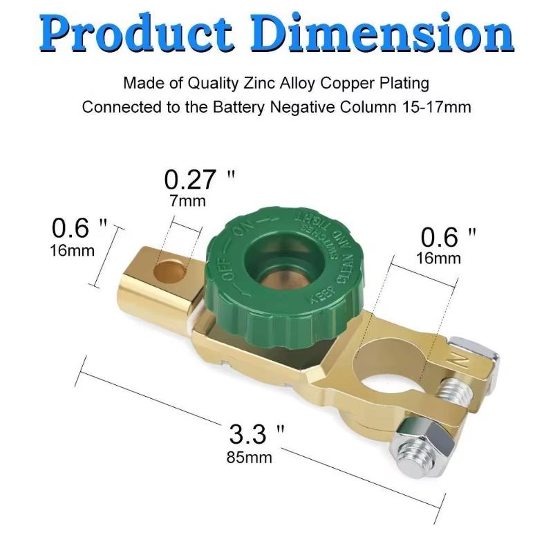 Car Battery Switch Battery Terminal Link Switch Automatic Circuit Breaker Car Battery Power-off Switch Quick Cut-off Disconnect Protector RV 12V-24V