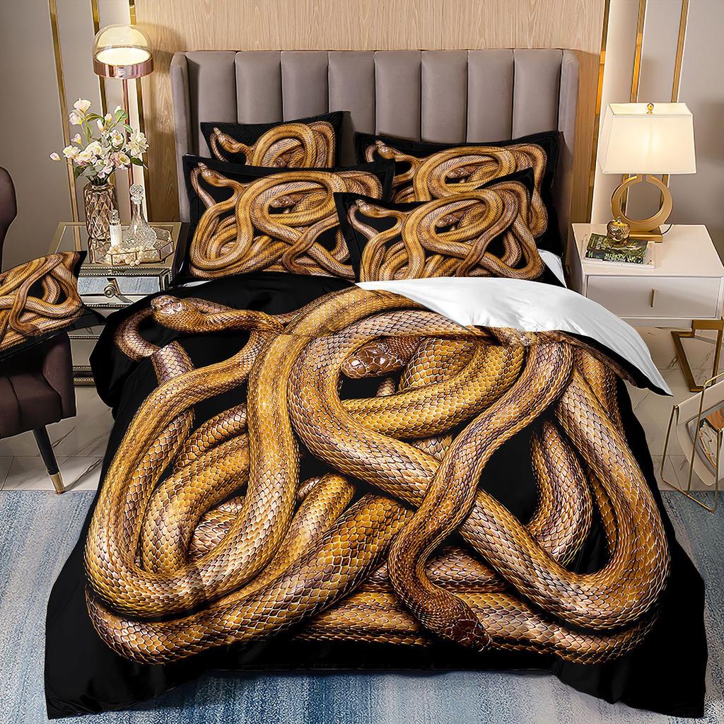 3D Digital Printing Bedding Three-Piece Set Animal Cobra Sheet Duvet Cover
