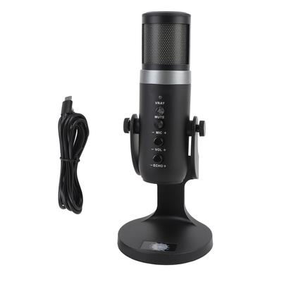 Microphone de jeu USB Lumière RVB Port Type C Alliage d'aluminium Microphone à condensateur pour diffusion en direct pour