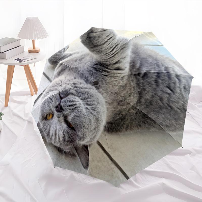 1pc cat Umbrella Portable Folding Umbrella Iron Frame Hole Bone Structure Outdoor Home Umbrella