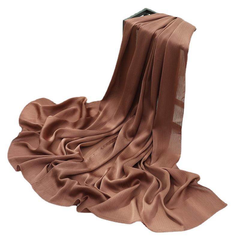 Headscarf Solid Color Silk Scarf Basic Versatile Scarf Women'S Smooth Crepe Travel Scarf Tibet Travel Shawl South East Asia