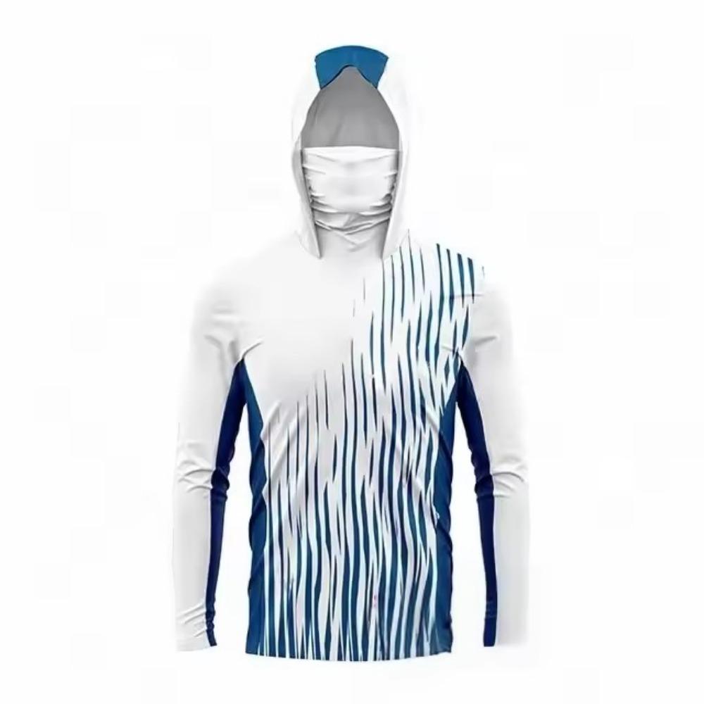 Fishing Shirt Hooded Men Fishing Clothes Outdoor Summer Mask Hoodie Sun Uv Protection Performance Jersey
