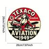 Vintage 1949 Texaco Aviation Metal Sign 8x8 Inch Round Retro Wall Art Home Office Decor Gift